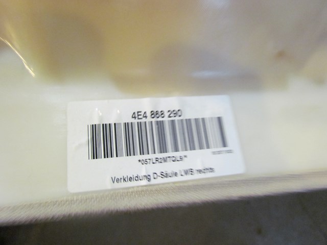 2008 Audi A8L D3 Rear RH Pillar Trim Panel 4E4868290