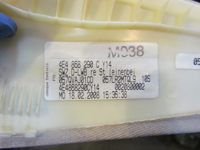 2008 Audi A8L D3 Rear RH Pillar Trim Panel 4E4868290