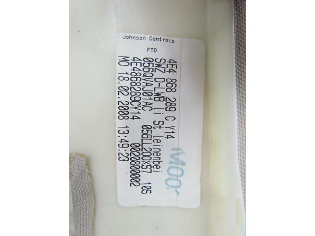 2008 Audi A8L D3 LH Driver Rear D Pillar Trim 4E4 868 289