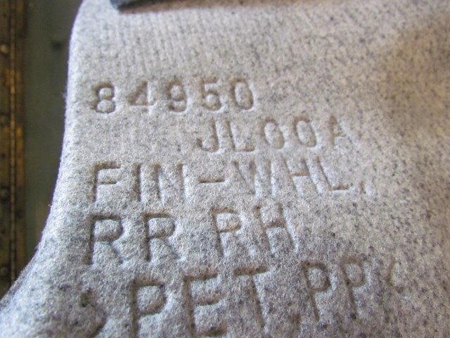 2009 Infiniti G37 Coupe RH Passenger Trunk Quarter Carpet