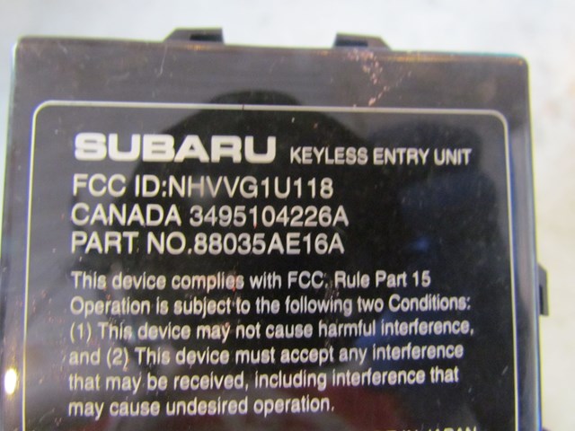 2003 Subaru Legacy Wagon Keyless Entry Module 88035AE16A