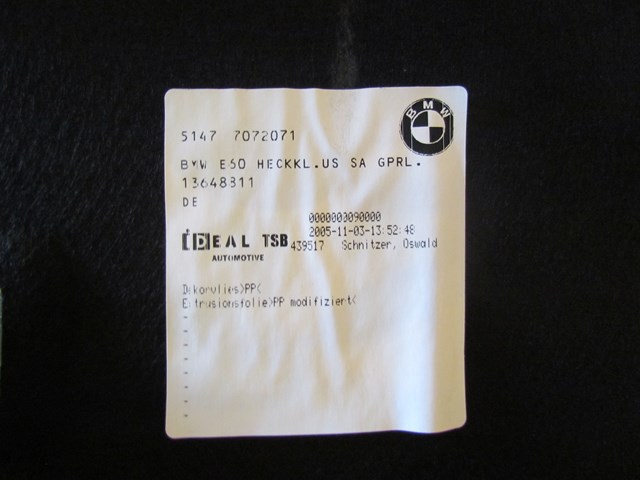 2006 BMW E60 M5 Trunk Lid Moulding 5147 7072071
