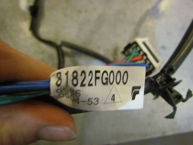 2010 Subaru WRX Hatchback Rear RH Passenger Door Wiring