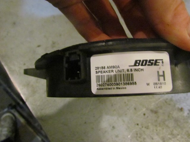 2010 Infiniti G37 Sedan Rear LH Driver Door Speaker 28156 AM90A