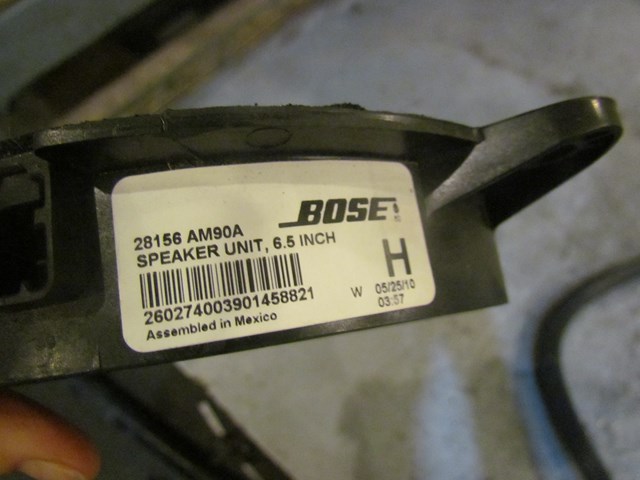 2010 Infiniti G37 Sedan Rear RH Passenger Door Speaker