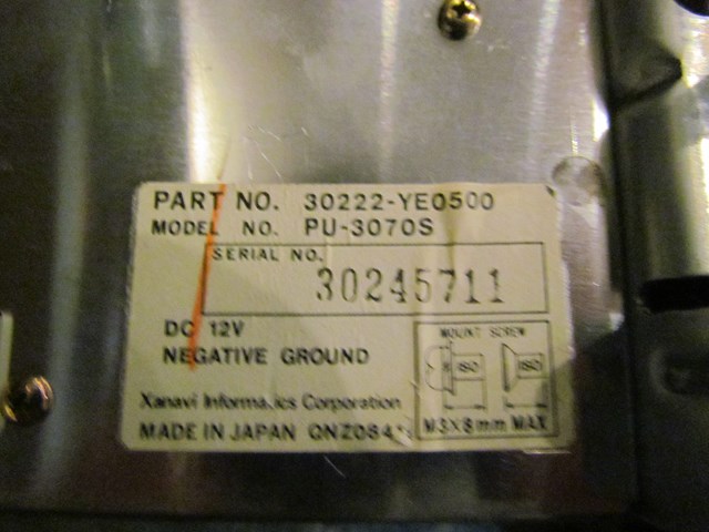 2003 Infiniti G35 Coupe Pop Up Navigation Screen 30222 YE0500