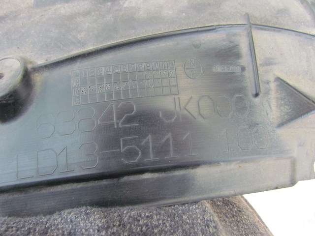 2008 Infiniti G35 Sedan Front RH Fender Liner Rear Part