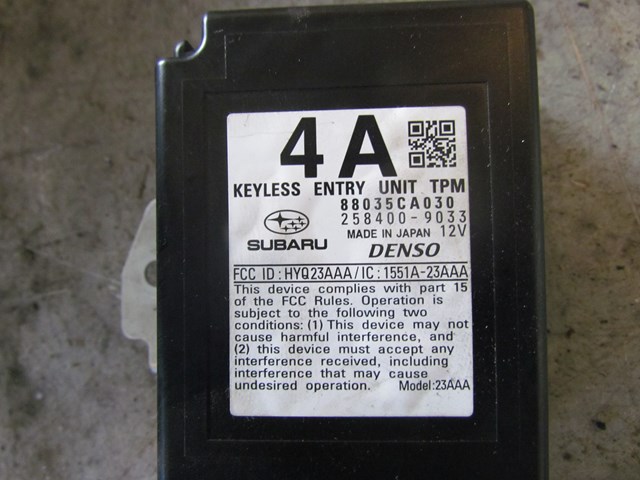 2013 Scion FR-S Keyless Entry Control Module 88035CA030