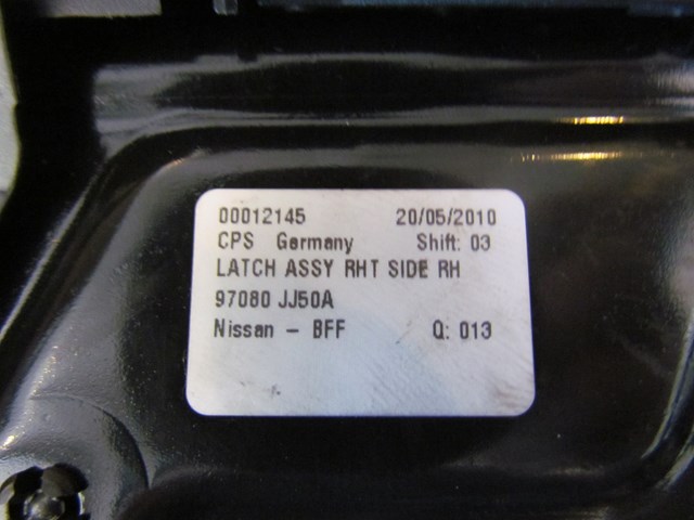 2010 Infiniti G37 Convertible RH Pass Top Lock Latch 97080 JJ50A