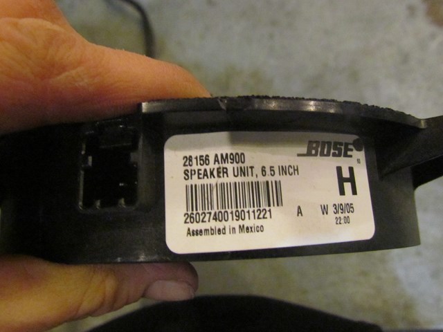 2006 Infiniti M45 Rear LH Driver Door Speaker 28156 AM900