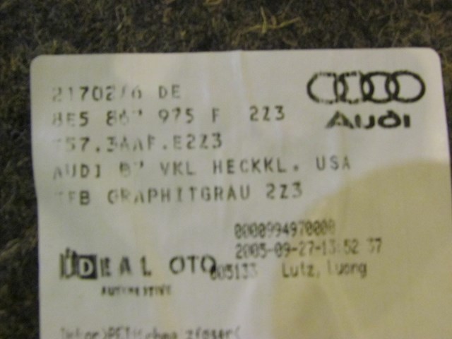 2006 Audi S4 Trunk Lid Trim Moulding 8E5867975