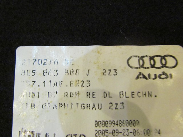 2006 Audi S4 RH Passenger Trunk Quarter Moulding 8E5863888