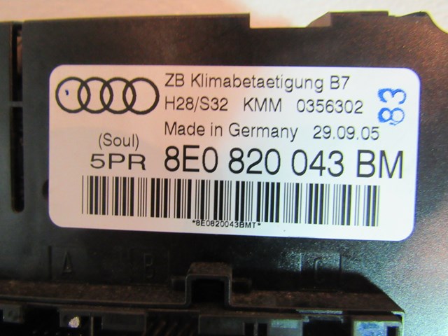 2006 Audi S4 Climate Controls OEM 8E0820043