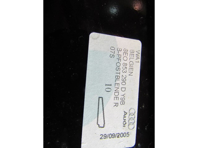 2006 2007 Audi S4 RH Passenger Exterior B PIllar Trim 8E0853290