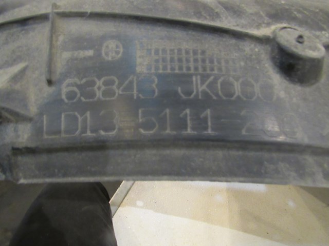 2007 Infiniti G35x Sedan Front LH Fender Liner Rear Portion 63843 JK000