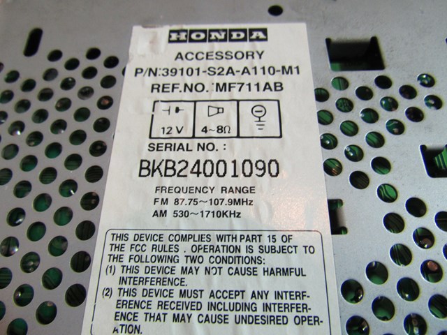2002 Honda S2000 Radio/CD Player 39101-S2A-A110-M1