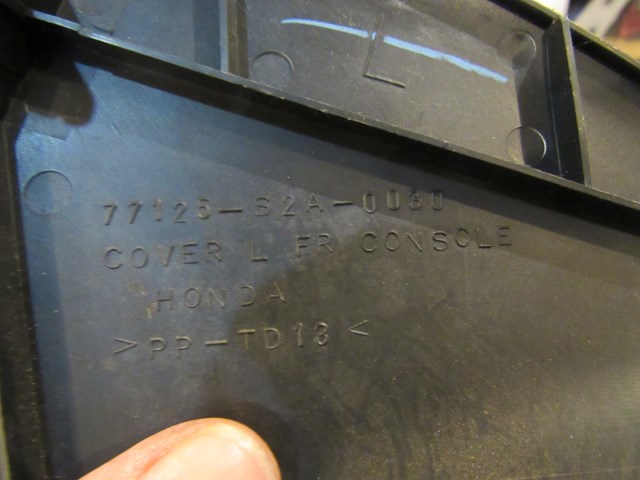 2002 Honda S2000 LH Driver Center Console Kick 77125-S2A-0030