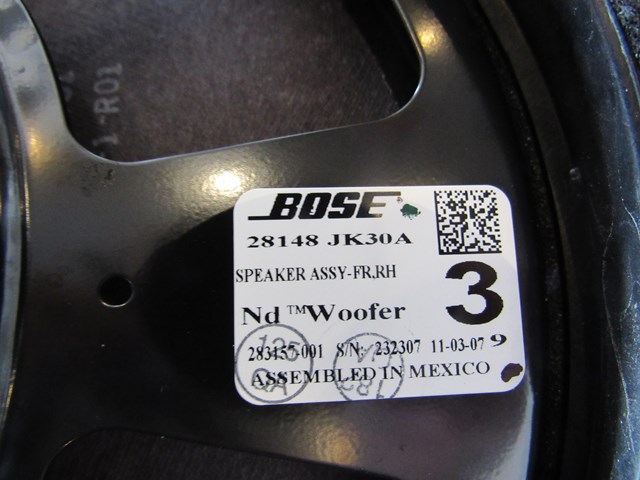 2008 Infiniti G35 Sedan Front RH Pass Door Speaker 28148 JK30A