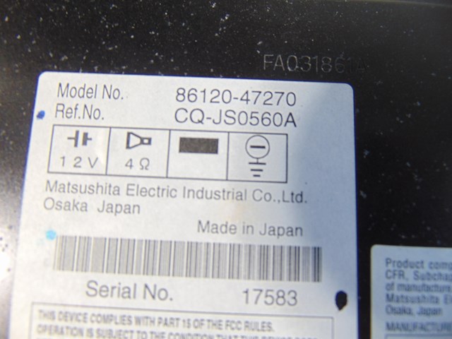 06 07 08 09 Toyota Prius Radio CD Receiver with Cubby & Brackets 86120-47270