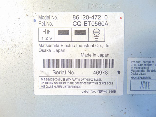 06 07 08 09  Toyota Prius Radio CD Receiver, Cubby & Brackets 86210-47210