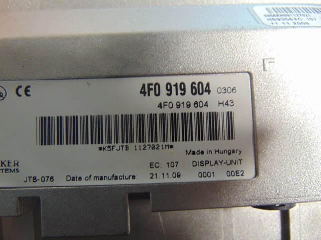 2010 Audi S4 Navigation Screen Information Display Screen 4F0 919 604