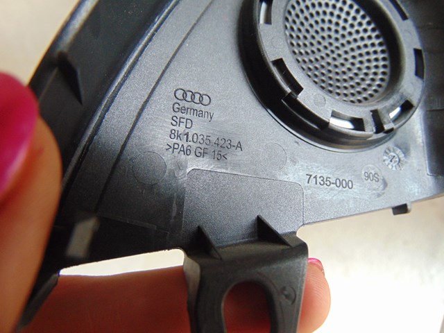 2010 Audi S4 LH Driver Sail Panel/Tweeter Cover 8K1 035 423 A