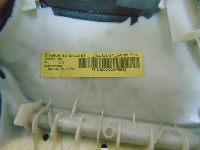 2010 Audi S4 LH Driver Upper B Pillar Trim 8K0867282B