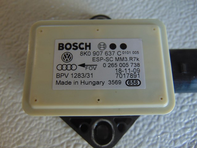 2010 Audi S4 YAW Rate Sensor 8K0 907 637 C