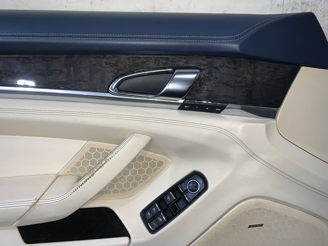 2012 Porsche Panamera Front LH Driver Door Panel Cream Yachting Blue OEM