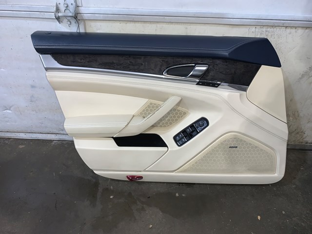 2012 Porsche Panamera Front LH Driver Door Panel Cream Yachting Blue OEM