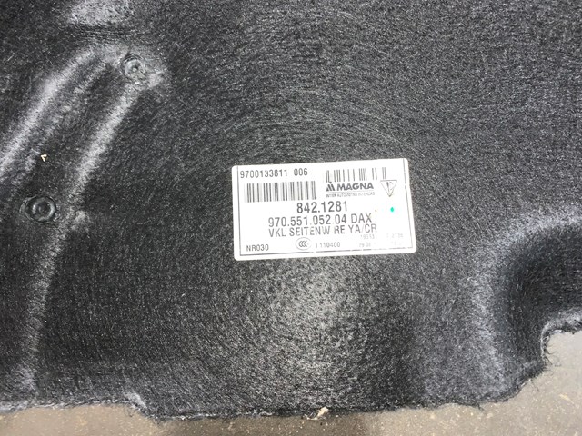 2012 Porsche Panamera RH Passenger Quarter Panel Trunk Carpet OEM