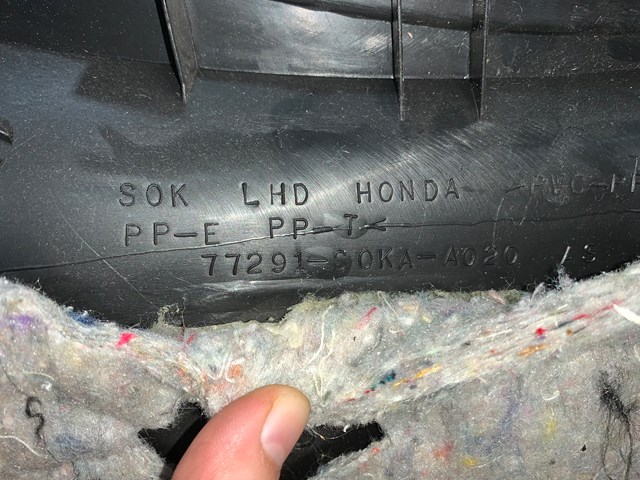 2000 Acura TL RH Passenger Center Console Side Trim Black OEM 77291-S0KA-A020