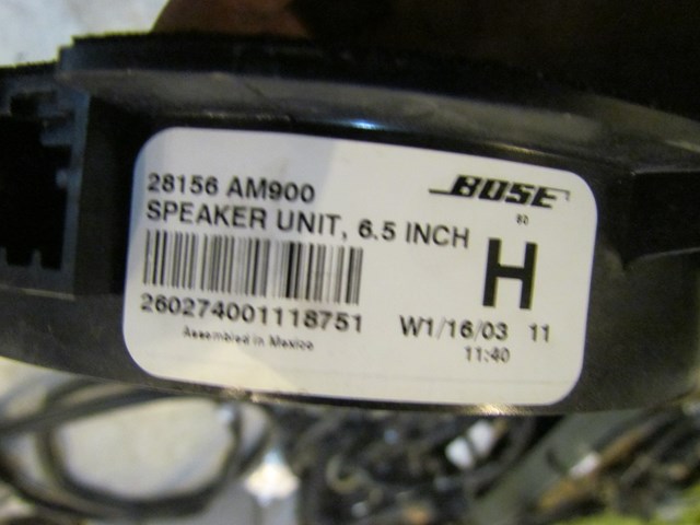 2003 Infiniti G35 Coupe AT Rear RH Passenger Speaker 28156 AM900