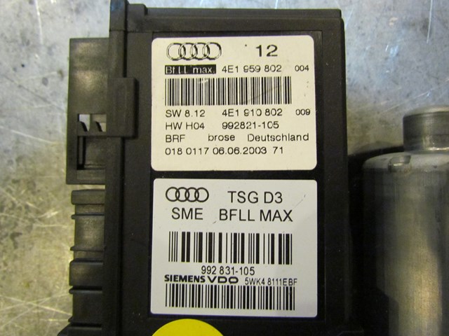 2004 Audi A8L Front Rh Passenger Door Window Motor And Regulator 4E1 959 802