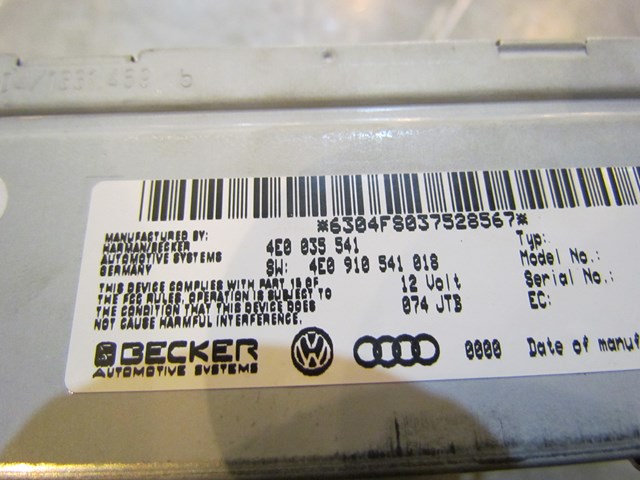 2004 Audi A8L Radio / Navigation Reciever Tuner Module 4E0 035 541