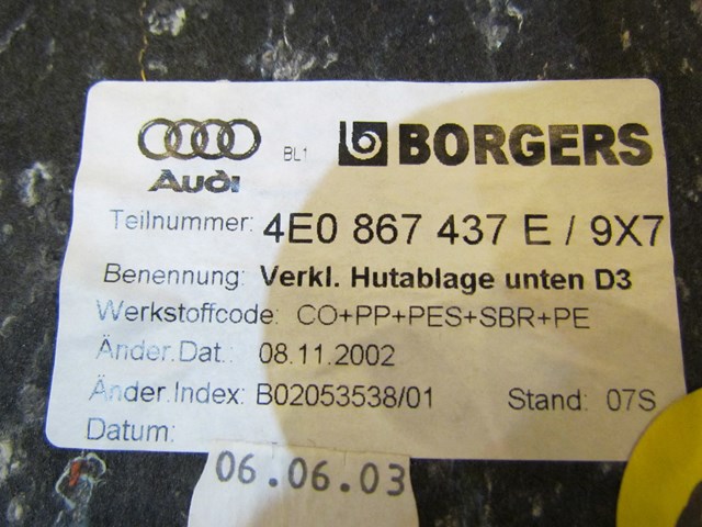 2004 Audi A8L Trunk Ceiling Moulding With Lights 4E0 867 437