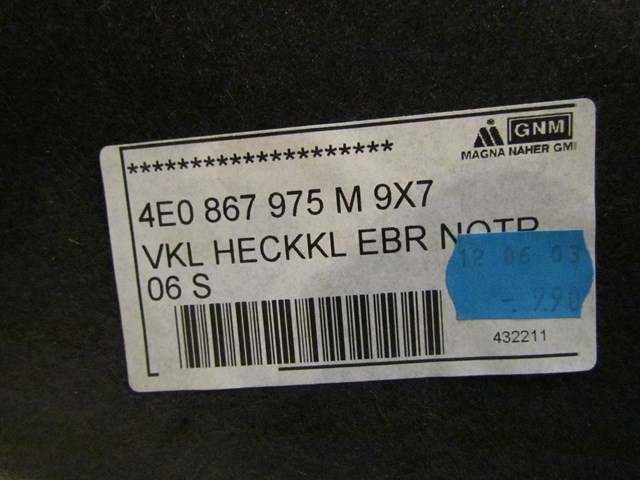 2004 Audi A8L Trunk Lid Moulding 4E0 867 975