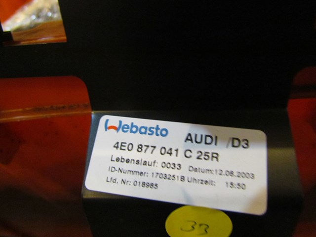 2004 Audi A8L A8 Sun Roof Sunroof Moon Roof Assembly OEM 4E0 959 591 4E0 877 041