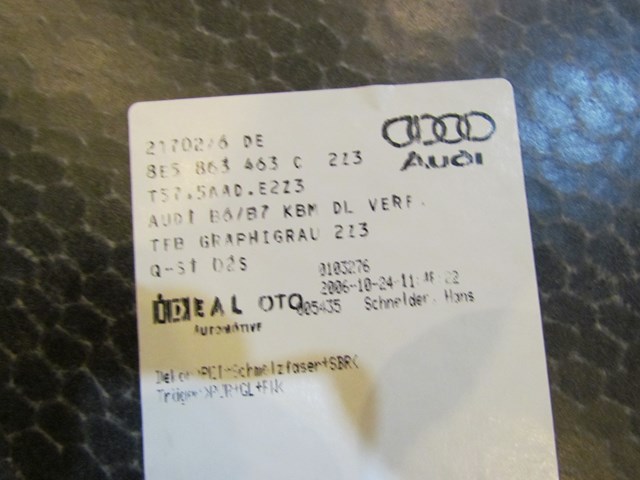 2007 Audi S4 Trunk Carpet 8E5 863 463