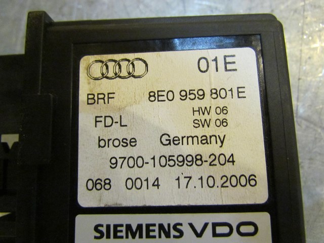 2007 Audi S4 Rear Lh Drivers Window Motor Module Box 8E0 959 801