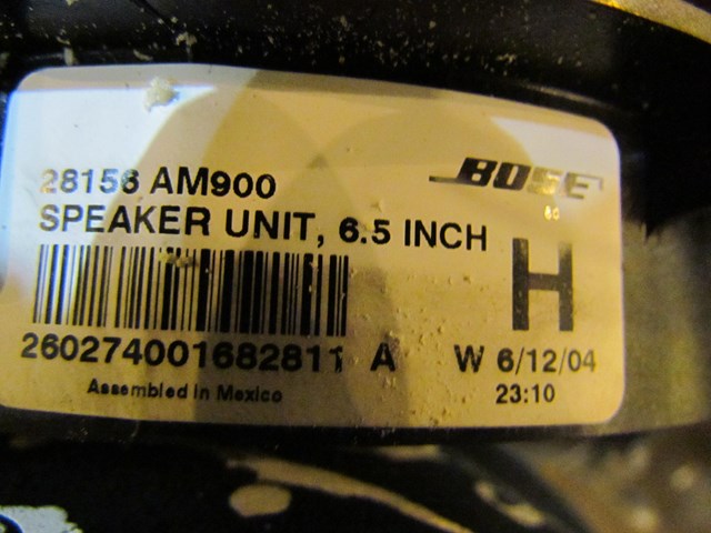 2004 Infiniti G35 Coupe LH Quarter Speaker