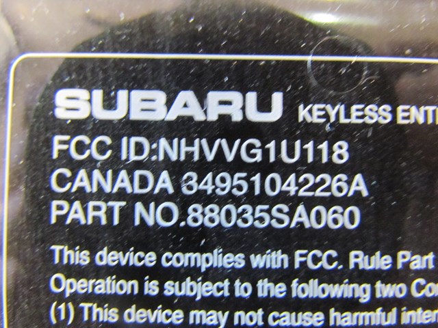 2004 Subaru Forester Keyless Entry Unit 88035SA060