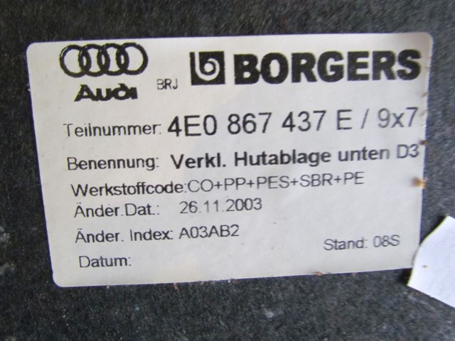 2006 Audi A8L Upper Trunk Moulding 4E0867437E
