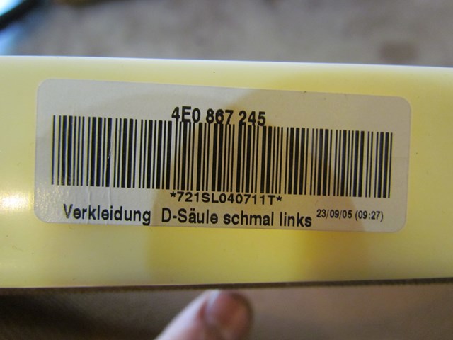 2006 Audi A8L LH Drivers Quarter Window Trim 4E0867245 4E0867241E