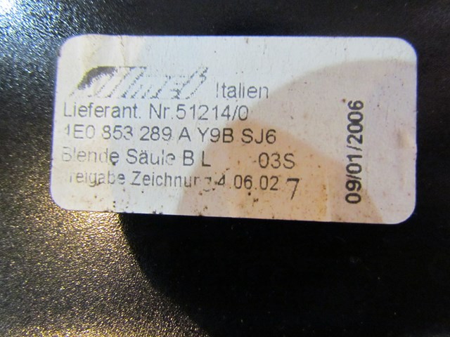 2006 Audi A8L LH Driver Exterior B Pillar Trim 4E0853289A