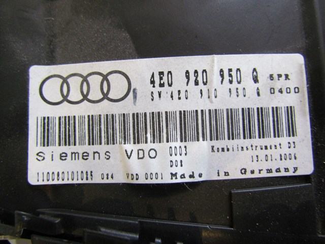 2006 Audi A8L Instrument Cluster 105K 4E0920950Q
