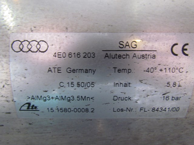 2006 Audi A8L Air Suspension Tank 4E0616203