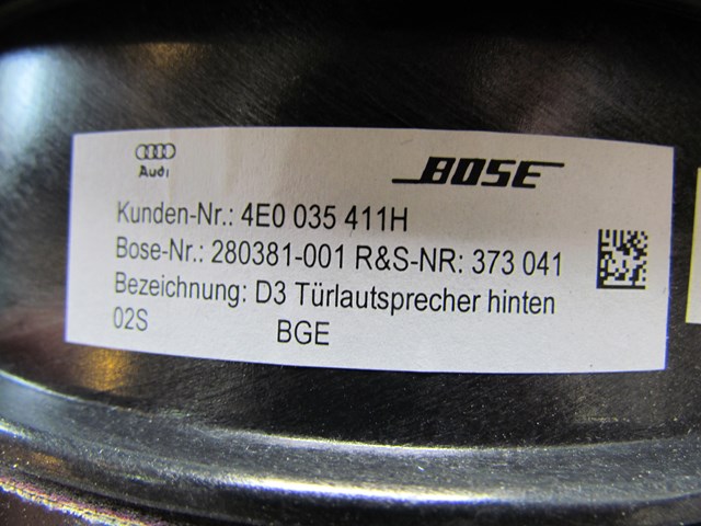 2006 Audi A8L LH Drivers Rear Door Speaker 4E0035411H