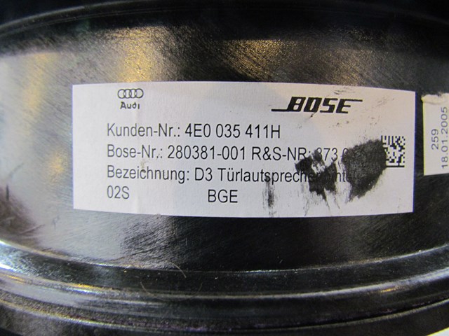 2006 Audi A8L Rh Passenger Rear Door Speaker 4E0035411H