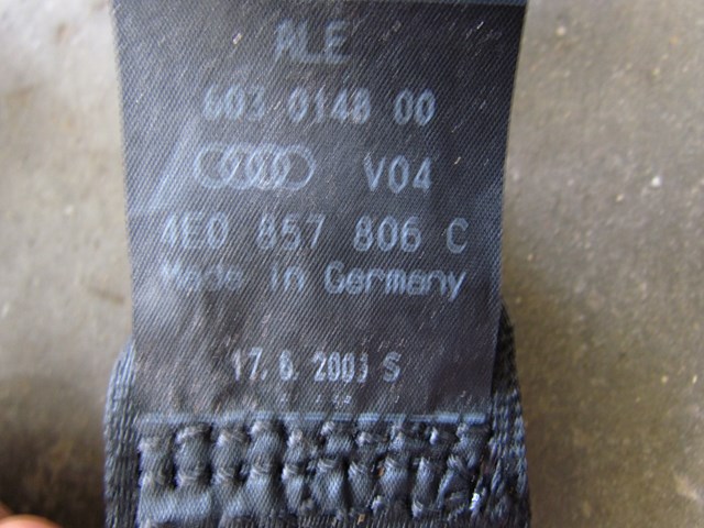 2004 Audi A8L Rear RH Passenger Seat Belt 4E0857806